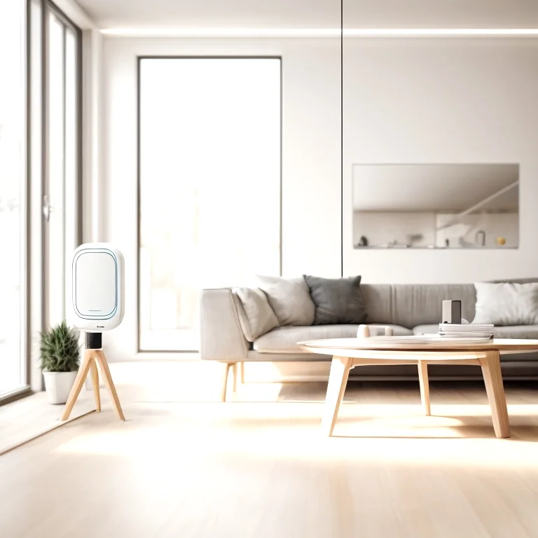 Modern living room with AI smart devices